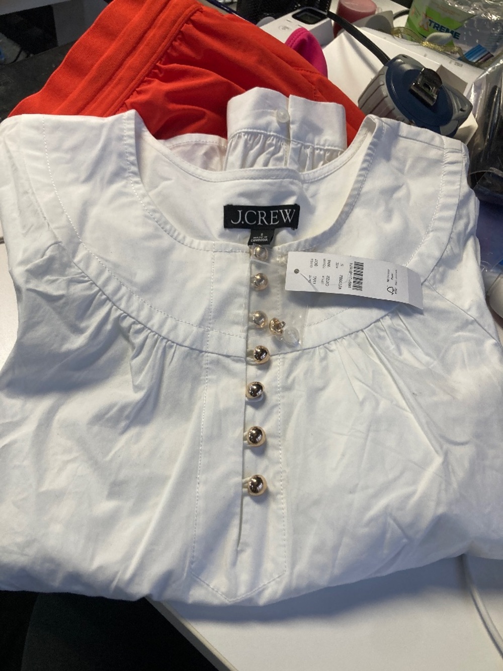 NWT Jcrew size S small white cute poplin cotton blouse